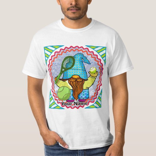 T-shirt Gnome Jouant au Tennis (Devant)