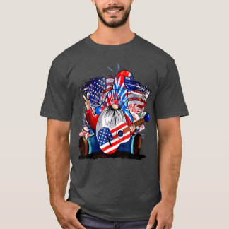 T-shirt Gnome Jouer Guitare4 juillet patriotique