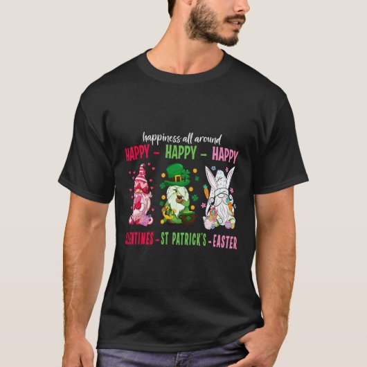 T-shirt Gnome Joyeuse Saint-Valentin Saint-Patrick Pâques (Devant)