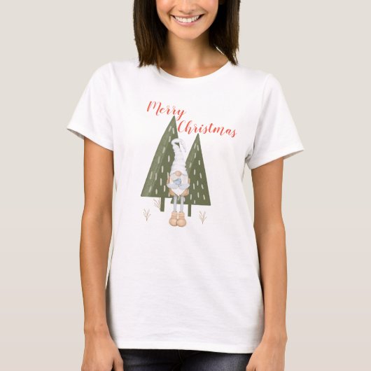 T-shirt Gnome Joyeux Noël pour elle correspondant (Devant)