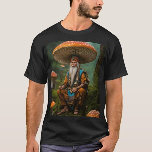 T-shirt Gnome magique sur champignon - Fairy Tale Garden T (Devant)