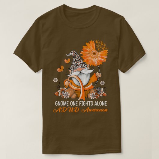 T-shirt Gnome One combat seul Ribbon ADHD Sensibilisation (Design devant)