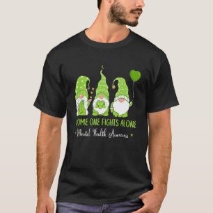 T-shirt Gnome One se bat seul Ruban vert Santé mentale