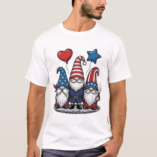T-shirt Gnome patriotique gravure vintage design vectoriel