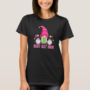 T-shirt Gnome Propriétaire De Chat Noir Mignon Pour Femmes