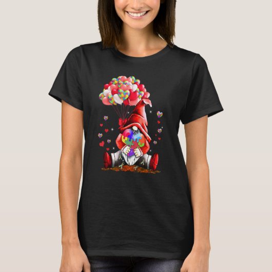 T-shirt Gnome Puzzles Balloon Heart Autism Awareness Valen (Devant)