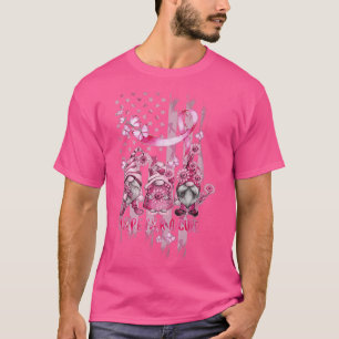 T-shirt Gnome rose mou USA Drapeau Conscience du cancer du