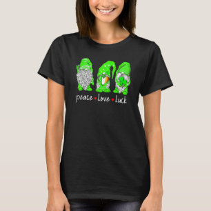 T-shirt Gnome Saint-Patrick Paix Amour Chance Cœur Shamroc