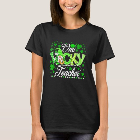 T-shirt Gnome Shamrock Irish One Lucky Teacher St patrick (Devant)