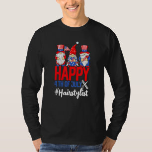 T-shirt Gnome Squad Happy 4 juillet coiffeur Américain