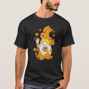 T-shirt Gnome tenant tournesols feuilles d'érable automne