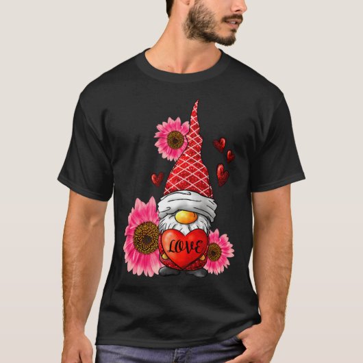 T-shirt Gnome Valentines Day Cute Gnome Heart Leopard Sunf (Devant)