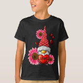T-shirt Gnome Valentines Day Cute Gnome Heart Leopard Sunf (Devant)