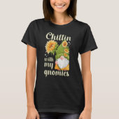 T-shirt Gnome with sunflower spring motif with garden gno (Devant)