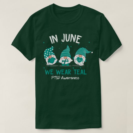 T-shirt Gnomen En Juin Nous Portons Le Ruban Turquoise PTS (Design devant)