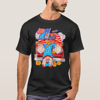 T-shirt Gnomes Avec Camion America Drapeau 4 juillet Indep