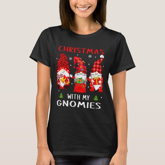 T-shirt Gnomes Christmas Family Leopard Funny Plaid Men Wo (Devant)