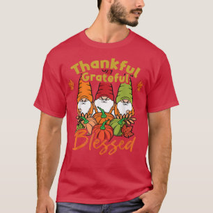 T-shirt Gnomes Citrouille Automne Merci Grateful Béni La