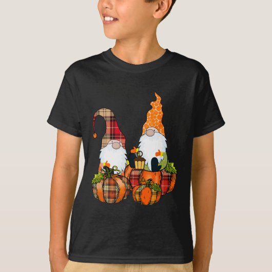 T-shirt Gnomes citrouilles Automne Mignons Halloween Thank (Devant)