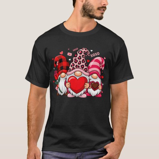 T-shirt Gnomes Crew Valentines Day Buffalo Leopard Heart  (Devant)