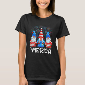 T-shirt Gnomes de la fête américaine du 4 juillet Drapeau 