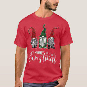T-shirt Gnomes De Noël Dans Casquettes Plaid Drôle Cadeau