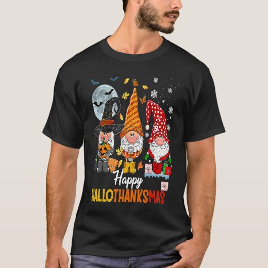 T-shirt Gnomes  Halloween Merry Christmas Happy Hallothank (Devant)