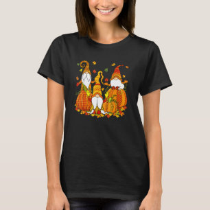 T-shirt Gnomes Imprimé Plaid Citrouille Léopard Automne Th