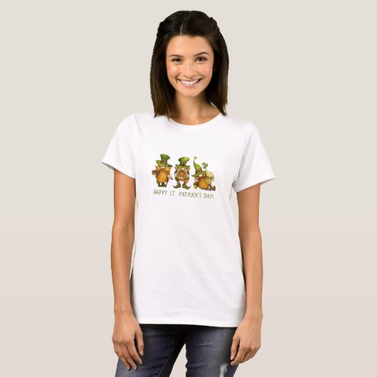 T-shirt Gnomes irlandais mignons Bonne St Patrick's Day (Devant entier)
