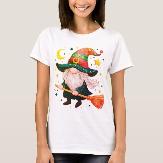T-shirt Gnomes mignons avec broomstick (Devant)