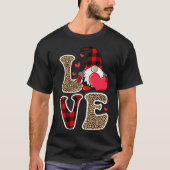 T-shirt Gnomes mignons Valentines Aimer Léopard Plaid Coup (Devant)