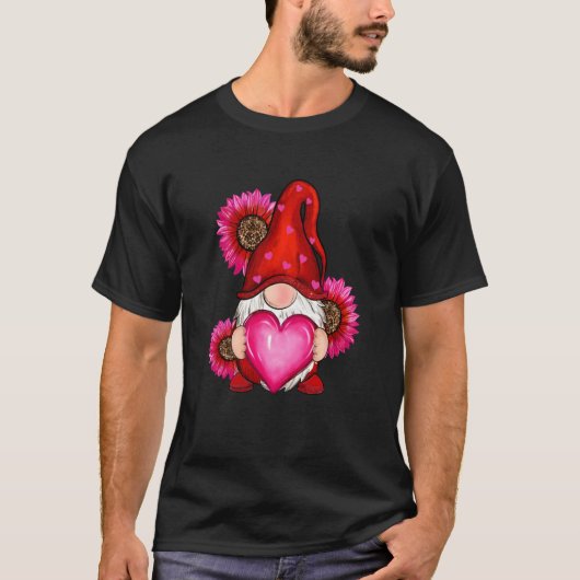 T-shirt Gnomes Nurse Holding Hearts Stethoscope Cute Valen (Devant)