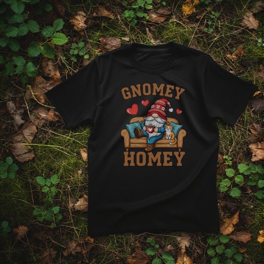 T-shirt Gnomey homey gnome à la maison design