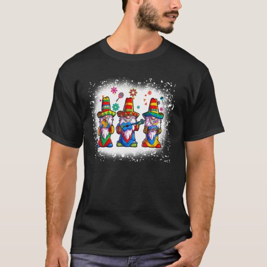 T-shirt Gnomies Blanches Mexicains Trois Gnomes Cinco De M (Devant)