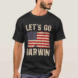 T-shirt Go Darwin Funny Sarcastic Vintage Us Drapeau Allon