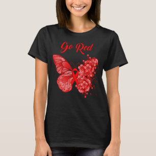T-shirt Go Red Butterfly Heart Disease Awareness Mois