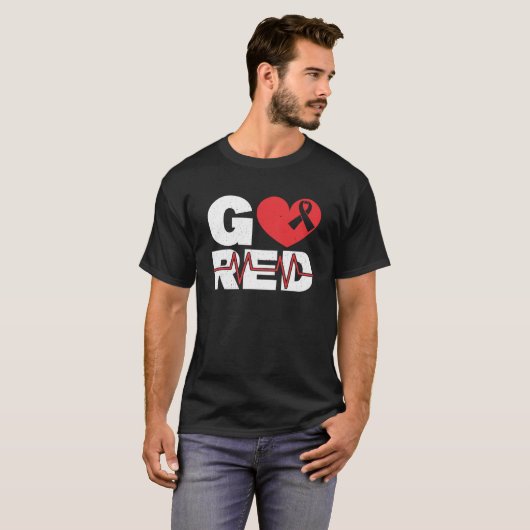 T-shirt Go Red Heart Health Sensibilisation aux maladies c (Devant entier)