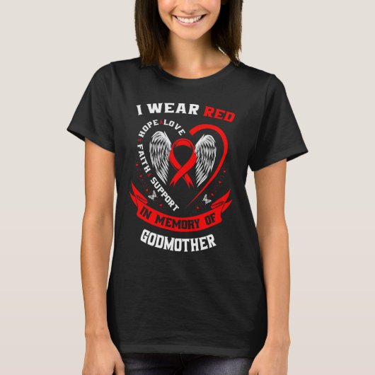 T-shirt Go Red In Memory Of Godmother Heart Disease Awaren (Devant)