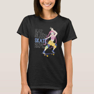 T-shirt Go Skateboard Girl Manger Sleep Patinage Répéter