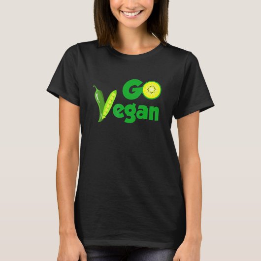 T-shirt Go Vegan Bean Kiwi Végétarien (Devant)