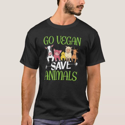T-shirt Go Vegan Save Animals Vegan Vegetarian (Devant)