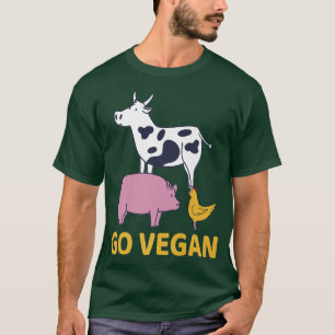 T-shirt Go Vegan Vegan Cow Pig Chicken Vegetarian Nature 
