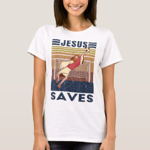 T-shirt Goalkeeper rétro Jesus Saves Soccer But