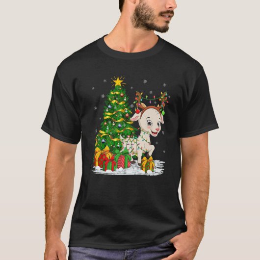T-shirt Goat Lover Matching Xmas Lighting Goat Christmas (Devant)