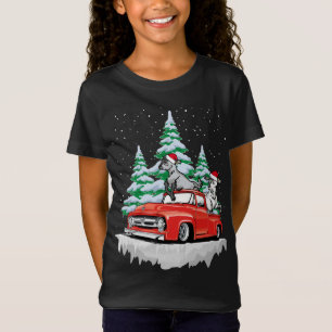 T-Shirt Goat Riding Red Truck Xmas Merry Christmas