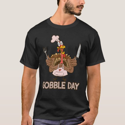 T-shirt Gobble Day Thankful Crazy Turkey Thanksgiving (Devant)