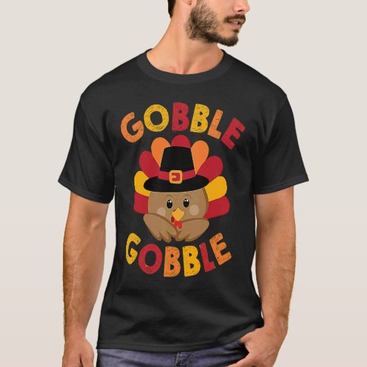 T-shirt Gobble Gobble Til You Wobble Funny Thanksgiving (Devant)