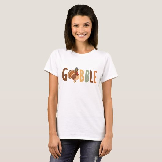 T-shirt Gobble mignonne Turquie automne Thanksgiving (Devant entier)