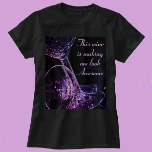 T-shirt Gobelets à Humour de vin Flirty violet et noir