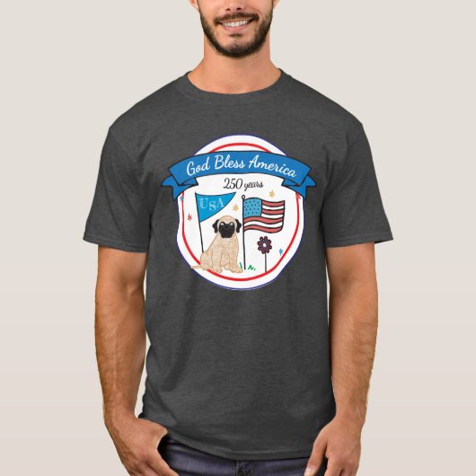 T-shirt God Bless America 250yrs (Devant)